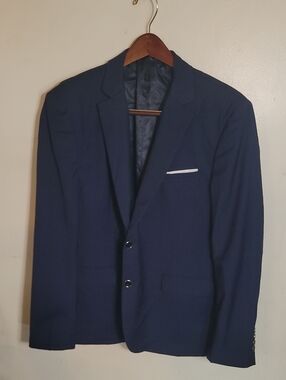 Men's Navy Blue Two-Button Blazer